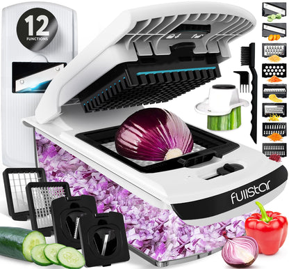 fsamz-b0dnzqrj3l-main | Fullstar Pro Original Vegetable Chopper & Mandoline Slicer Kitchen Gadget — 12-in-1, White