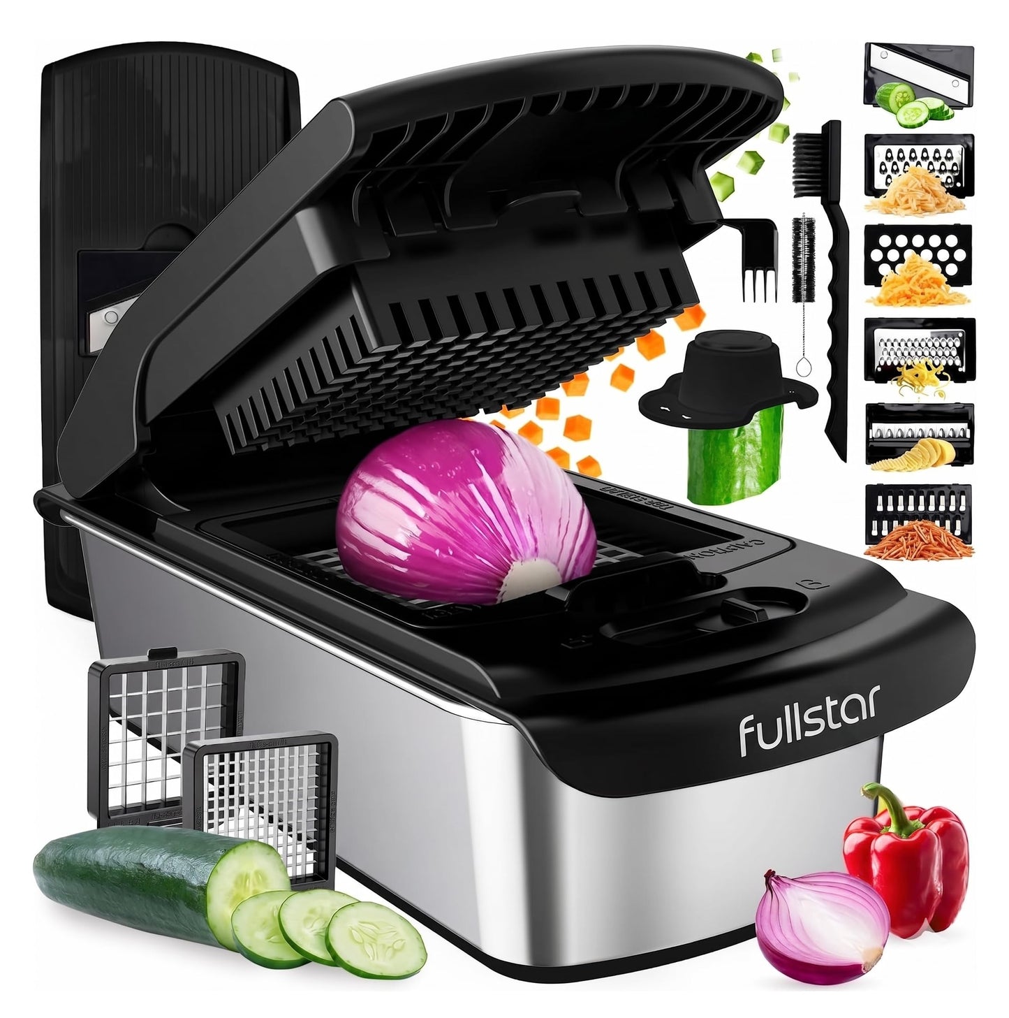 fsamz-b0fzwlh7j3-main | Fullstar Pro Original Vegetable Chopper & Mandoline Slicer Kitchen Gadget — 8-in-1, Stainless Steel