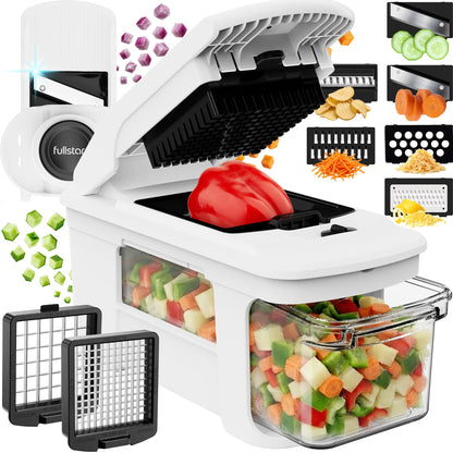 fsamz-b0g59pctrb-main | Fullstar Pro XL Vegetable Chopper & Mandoline Slicer w Pull-Out Catch Tray — 8-in-1, White