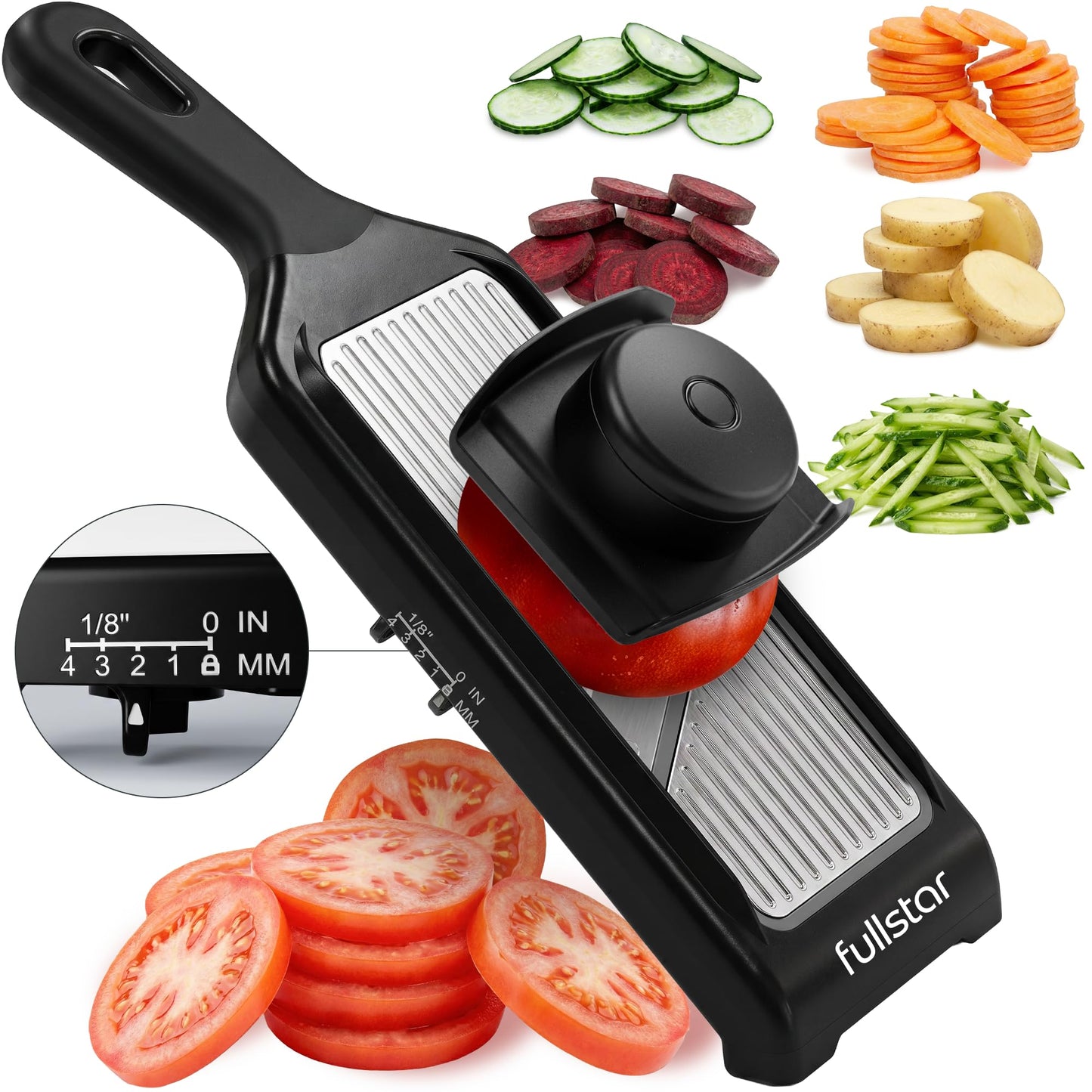 fsamz-b0gmy6ly98-main | Fullstar - Handheld Mandoline Vegetable Slicer & Julienne Cutter — 2-in-1, SS Black