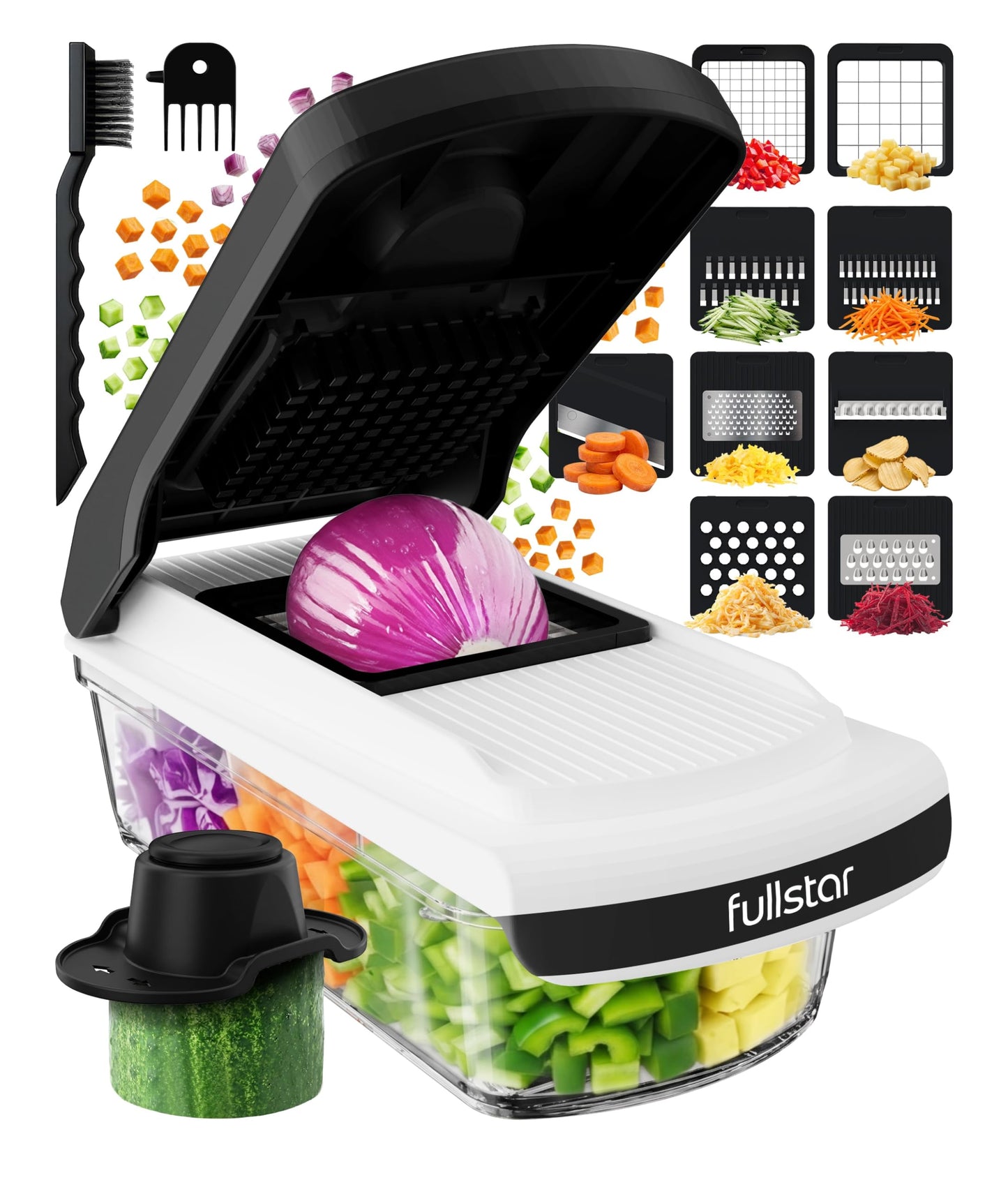 fsamz-b0gnmx2xh3-main | Fullstar Pro Core Vegetable Chopper & Mandoline Slicer, Meal Prep Essential — 9-in-1, White
