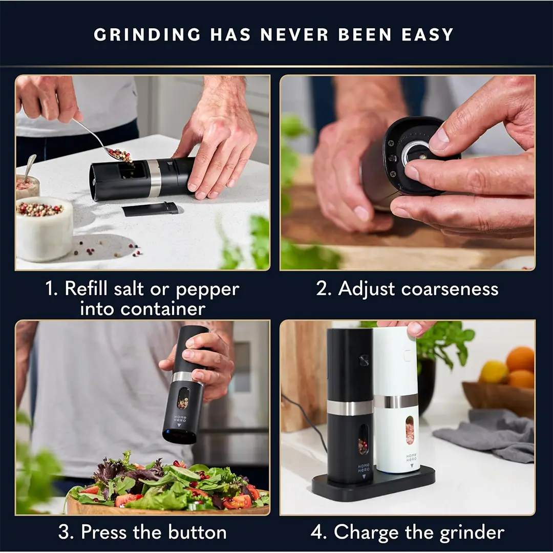 how to use Home Hero Electric Salt & Pepper Grinder