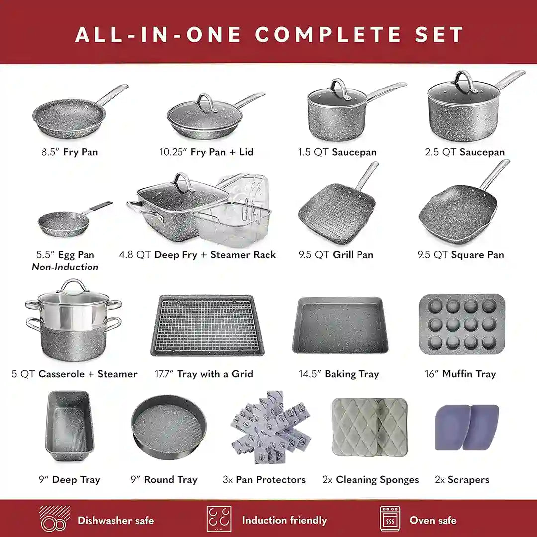 all in one Home Hero Granite Cookware Set