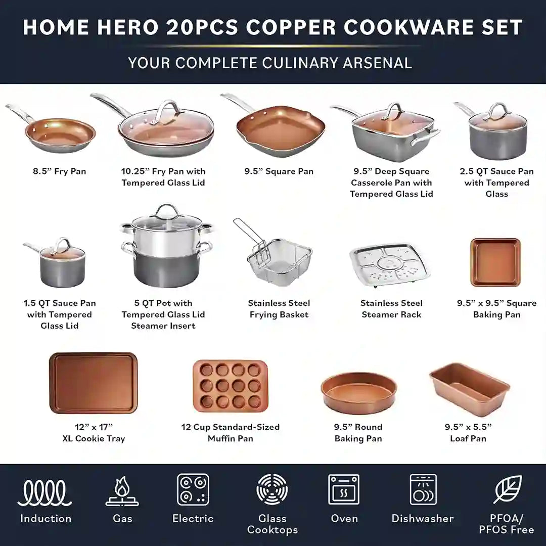 20 pcs Home Hero Cookware Set