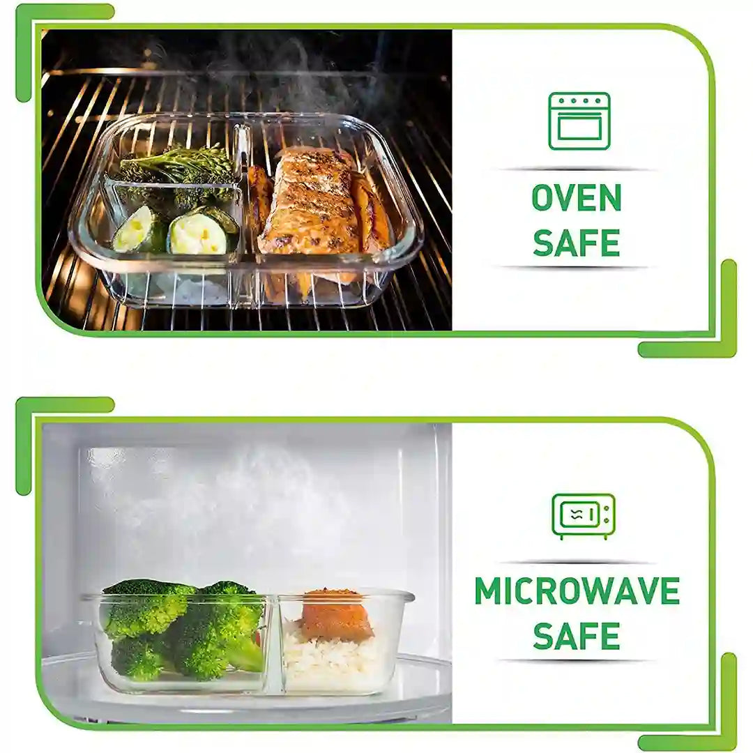 oven & microwave safe PrepNaturals Glass Storage Containers w/ Lids
