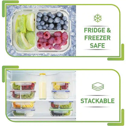 fridge safe stackable PrepNaturals Glass Storage Containers w/ Lids